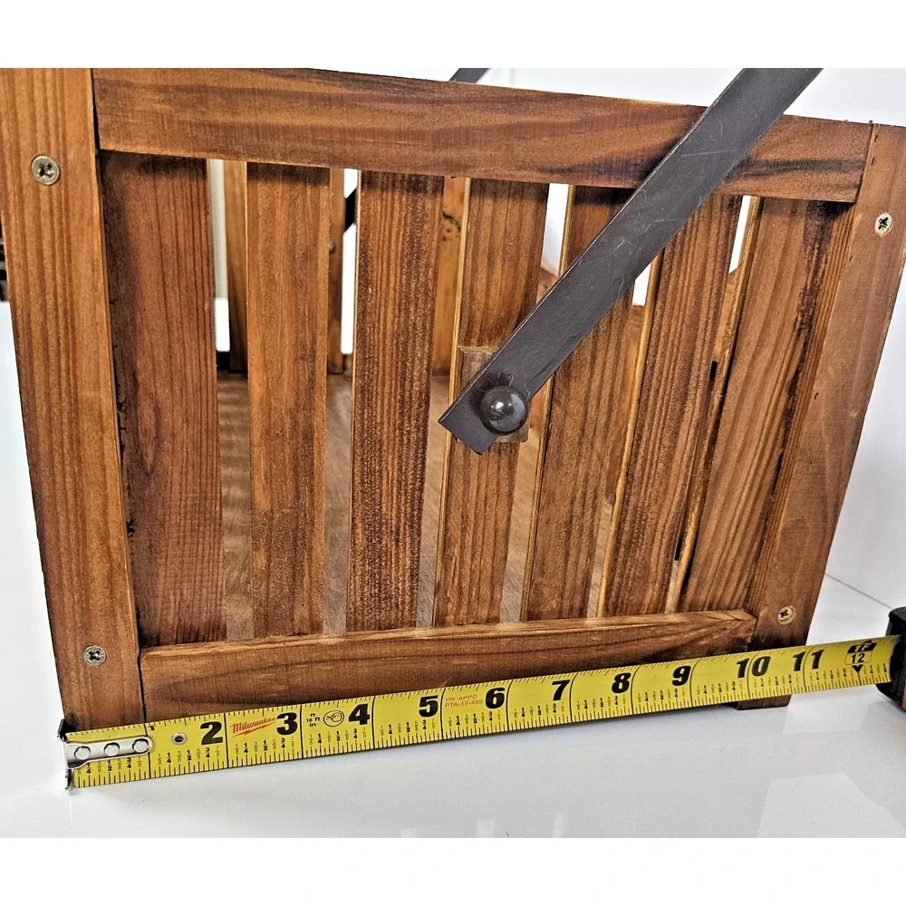 House of Lloyd 1999 Wooden Magazine Rack Basket Rustic Wood Tote Storage Caddy